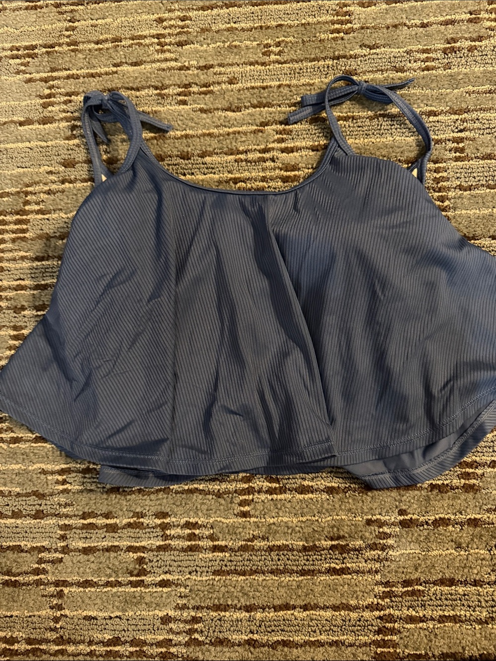 Kortni Jeane Navy Ribbed Cropped Swim Top